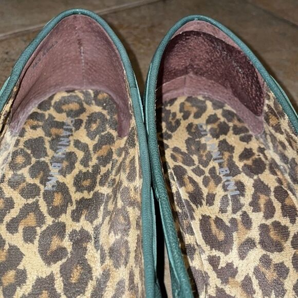 SOLD Gianni Bini Leighton Green Leather Flats Shoes Womens Size 8 Moc Toe - Picture 8 of 16
